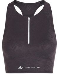 Stella McCartney - Adidas X Logo-Print Floral Cropped Stretch-Knit Top - Lyst