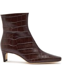 STAUD - Wally Crocodile-Effect Leather Ankle Boots - Lyst