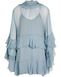 Chloé - Ruffled Tiered Silk-Chiffon Mini Dress - Lyst