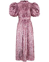 ROTATE BIRGER CHRISTENSEN - Puff-sleeve Sequin-embellished Midi Dress - Lyst