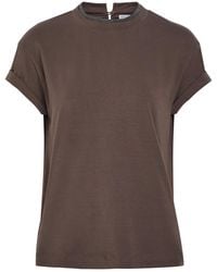 Brunello Cucinelli - Crystal-Embellished Stretch-Cotton T-Shirt - Lyst
