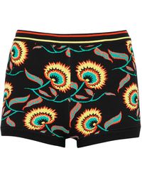 Paco Rabanne Black Floral-intarsia Knitted Shorts