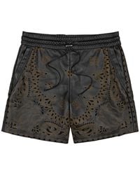 Amiri - Laser-cut Bandana Leather Shorts - Lyst