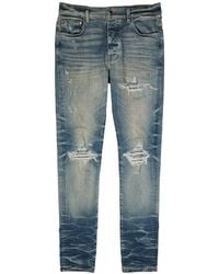 Amiri - Mx1 Crystal Distressed Skinny Jeans - Lyst