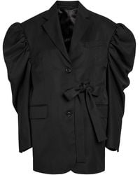 Simone Rocha - Puff Sleeve Belted Gabardine Jacket - Lyst