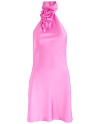 Misha - Sterling Halterneck Satin Mini Dress - Lyst