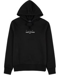 Fred Perry - Logo-embroidered Hooded Cotton Sweatshirt - Lyst