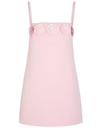 Self-Portrait - Floral-Embellished Crepe Mini Dress - Lyst