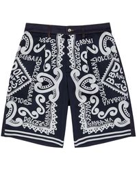 Dolce & Gabbana - Bandana-print Panelled Denim Shorts - Lyst