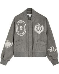 Never Fully Dressed - Midnight Romance Embroidered Brushed-Knit Bomber Jacket - Lyst