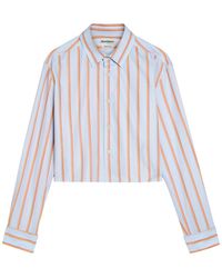 JW Anderson - Striped Cropped Cotton-Poplin Shirt - Lyst