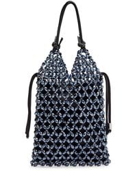 STAUD - Karla Leather And Crystal-Bead Top Handle Bag - Lyst