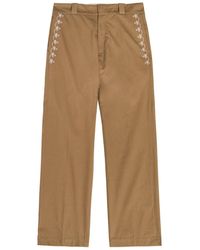 CHERRY LA - Charro Embroidered Straight-Leg Cotton Trousers - Lyst