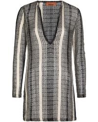Missoni - Striped Open-Knit Cover-Up Mini Beach Dress - Lyst