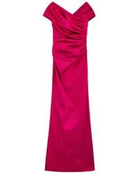 Talbot Runhof - Gathered Off-The-Shoulder Satin Gown - Lyst