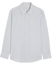Saint Laurent - Logo-Embroidered Striped Cotton-Poplin Shirt - Lyst