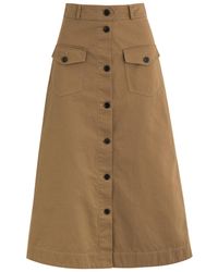 Saint Laurent - Cotton-Twill Midi Skirt - Lyst