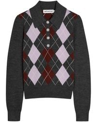 Self-Portrait - Argyle Wool Polo Top - Lyst