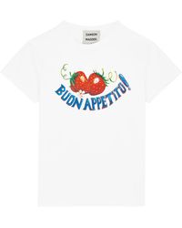 Damson Madder - Buon Appetito Printed Cotton T-Shirt - Lyst
