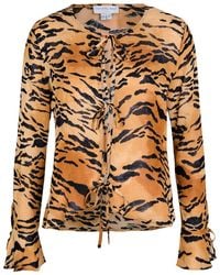 Never Fully Dressed - Cali Tiger-Print Chiffon Top - Lyst