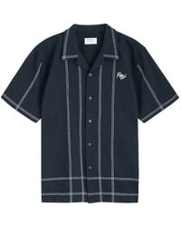 Percival - Sicily Cuban Textured Logo Cotton Shirt - Lyst