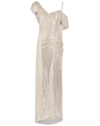 Self-Portrait - Crystal-Embellished Asymmetric Stretch-Tulle Maxi Dress - Lyst