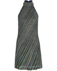 Missoni - Striped Embellished Metallic-Knit Mini Dress - Lyst