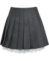 Self-Portrait - Pleated Lace-Trim Woven Mini Skirt - Lyst