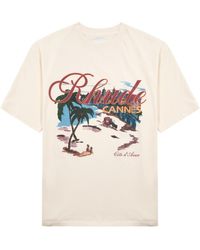 Rhude - Cannes Beach Printed Cotton T-Shirt - Lyst