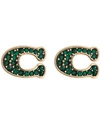 COACH - Embellished Monogram Stud Earrings - Lyst