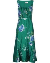 Erdem - Floral-print Crinkled Satin Midi Dress - Lyst