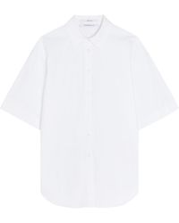 Another Tomorrow - Oversized Short-Sleeve Cotton-Poplin Shirt - Lyst
