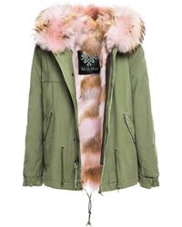 Mr & Mrs Italy Fw20 Icon Parka: Army Mini Parka With Coyote Fur - Green