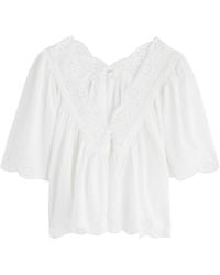 Free People - Costa Broderie Anglaise Cotton Blouse - Lyst