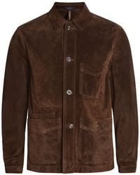 Drake's - Chore Patch Pocket Suede Overshirt - Lyst