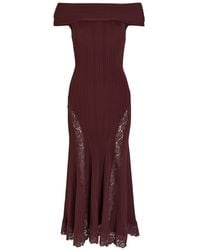 Self-Portrait - Lace-Trimmed Knit Midi Dress - Lyst