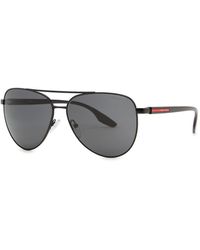 Prada Linea Rossa - Aviator-Style Sunglasses, Metal, Designer-Engraved Polarised Lenses - Lyst