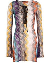 Missoni - Zigzag Metallic Open-Knit Mini Dress - Lyst