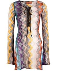 Missoni - Zigzag Metallic Open-Knit Mini Dress - Lyst