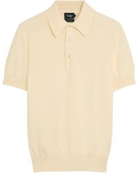 Drake's - Textured Cotton-Knit Polo Top - Lyst