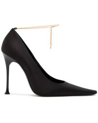 Saint Laurent - Doville 110 Anklet-Embellished Satin Pumps - Lyst