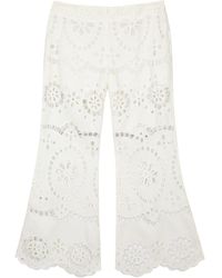 Zimmermann - Lexi Embroidered Cut-out Linen Trousers - Lyst