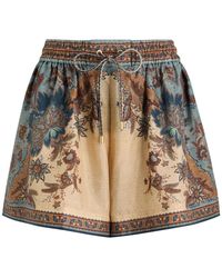 【Zimmermann】ASCENSION RELAXED SHORT★シルクショートパンツ! Ascension Relaxed Short Blue/Cream Indienne Floral Online