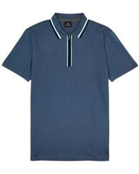 PS by Paul Smith - Stripe-trimmed Stretch-cotton Polo Shirt - Lyst
