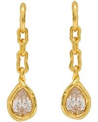 Alexis - Asterales Crystal-Embellished 14Kt-Plated Drop Earrings - Lyst