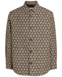 Valentino Garavani - Chevron Cotton And Silk-Blend Overshirt - Lyst