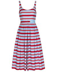 Emilia Wickstead - Rhea Striped Belted Cotton Midi Dress - Lyst