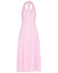 Faithfull the Brand - Marais Halterneck Linen Midi Dress - Lyst
