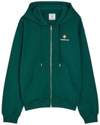 CASABLANCA - Hooded Zip-Through Cotton Sweatshirt - Lyst