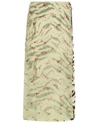 Ganni - Zebra-Print Layered Satin Maxi Wrap Skirt - Lyst